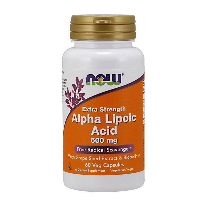 Now Альфа-липоевая кислота Now Foods Alpha Lipoic Acid 600 mg Extra Strength (60 капсул) нау фудс, , 60 