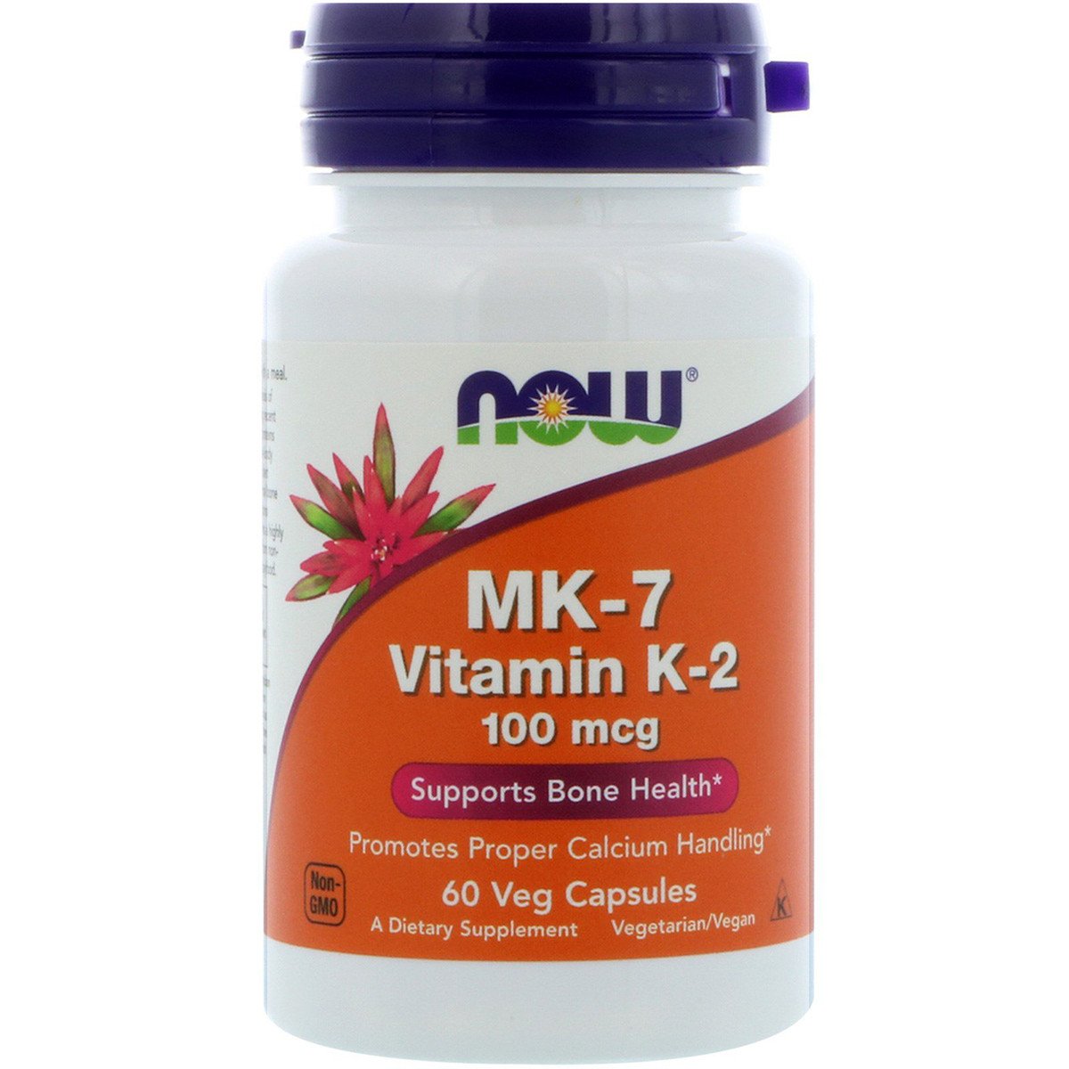 Витамин К-2, K-2 (MK7), NOW, 100 мкг, 60 вегетарианских капсул,  мл, Now. Витамин K. Поддержание здоровья 