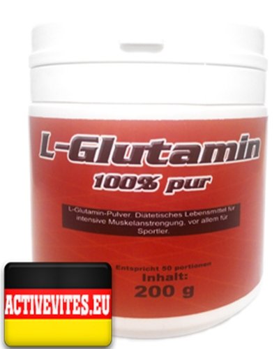 L-Glutamin Pulver Pur, 200 г, Activevites. Глютамин. Набор массы Восстановление Антикатаболические свойства 