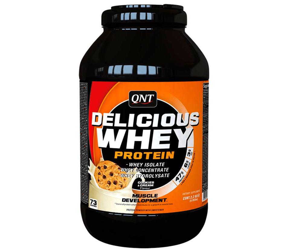 QNT Delicious Whey Protein 2,2 кг -  Cookies & Cream,  мл, QNT. Протеин. Набор массы Восстановление Антикатаболические свойства 