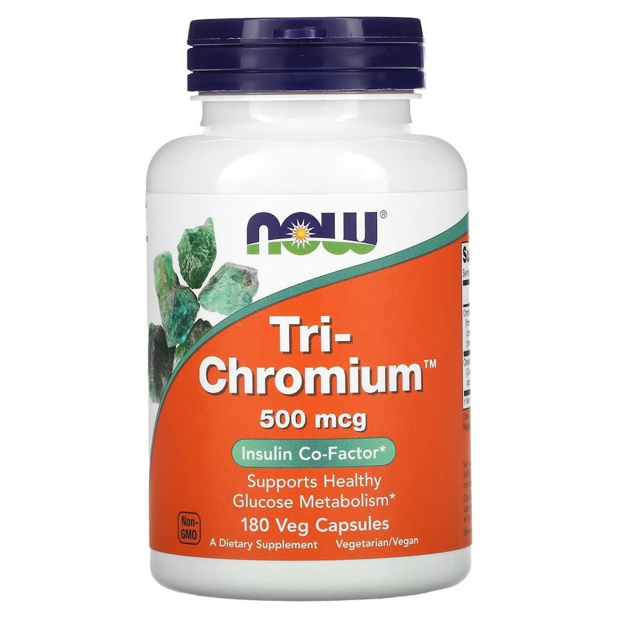 Витамины и минералы NOW Tri-Chromium 500 mcg, 180 вегакапсул,  ml, Now. Vitamins and minerals. General Health Immunity enhancement 