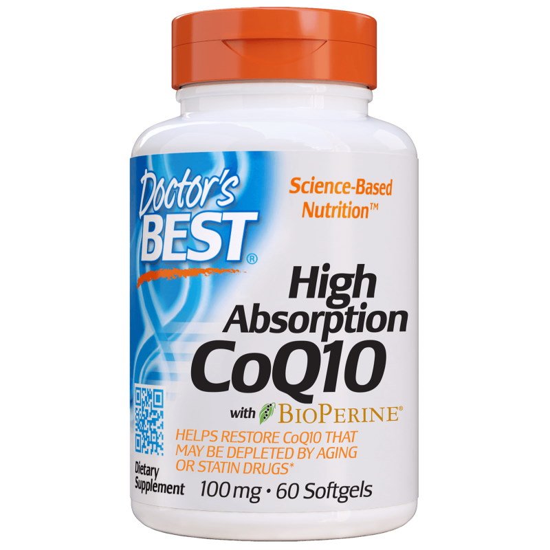 Витамины и минералы Doctor's Best CoQ10 BioPerine 100 mg, 120 капсул,  мл, Doctor's BEST. Коэнзим-Q10. Поддержание здоровья Антиоксидантные свойства Профилактика ССЗ Толерантность к физ. нагрузкам 