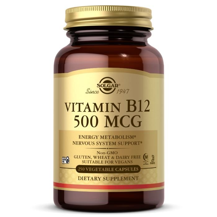 Витамины и минералы Solgar Vitamin B12 500 mcg, 250 вегакапсул,  мл, Solgar. Витамины и минералы. Поддержание здоровья Укрепление иммунитета 