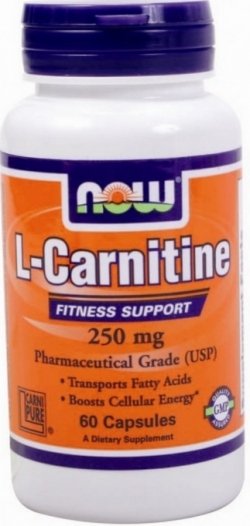 L-Carnitine 250 mg, 60 шт, Now. L-карнитин. Снижение веса Поддержание здоровья Детоксикация Стрессоустойчивость Снижение холестерина Антиоксидантные свойства 