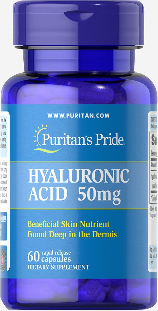 Hyaluronic Acid 50 mg60 Capsules,  мл, Puritan's Pride. Витамины и минералы. Поддержание здоровья Укрепление иммунитета 