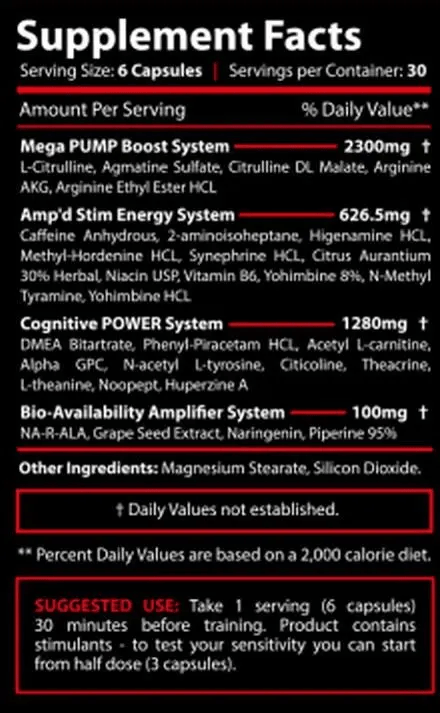 REVANGE  NUTRITION HYPERDOSE 180 шт. / 30 servings,  мл, Revange. Pre Workout