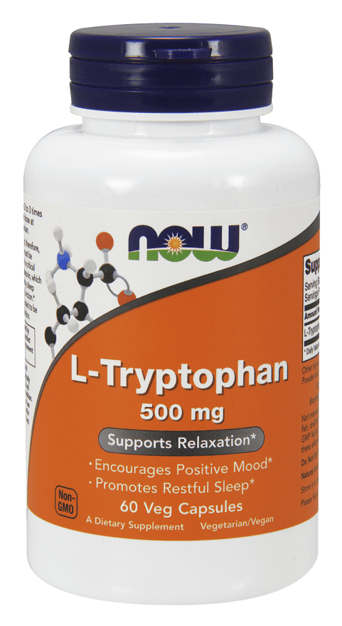 L-Tryptophan 500 mg, 60 шт, Now. Аминокислоты. 