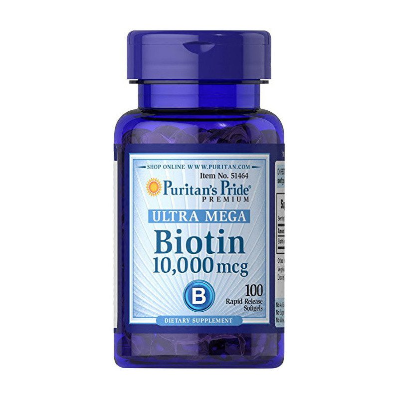 Биотин Puritan's Pride Biotin 10,000 mcg (100 капс) витамин б7 b7 пуританс прайд,  ml, Puritan's Pride. Vitamin B. General Health 