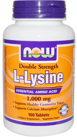 L-Lysine 1000 mg, 100 pcs, Now. Lysine. 