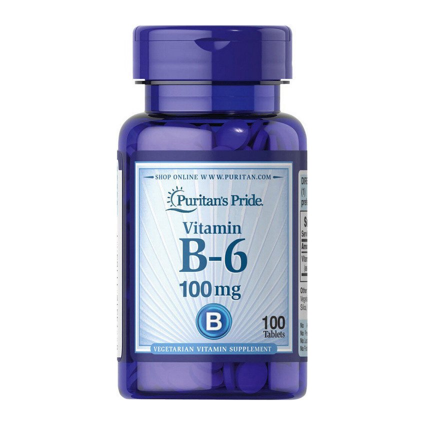 Puritan's Pride Витамин Б6 Puritan's Pride  Vitamin B-6 100 mg (100 таб) пиридоксин пуританс прайд, , 100 