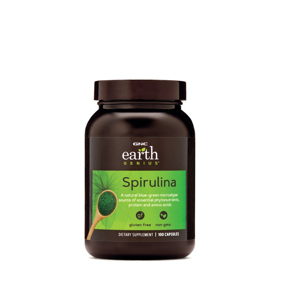 Натуральная добавка GNC Earth Genius Spirulina, 100 капсул,  мл, GNC. Hатуральные продукты. Поддержание здоровья 
