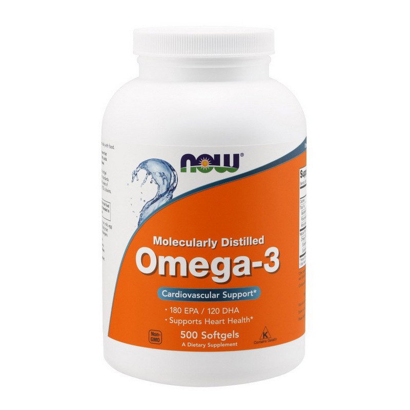Омега 3 Now Foods Omega-3 (500 капс) рыбий жир нау фудс,  мл, Now. Омега 3 (Рыбий жир). Поддержание здоровья Укрепление суставов и связок Здоровье кожи Профилактика ССЗ Противовоспалительные свойства 