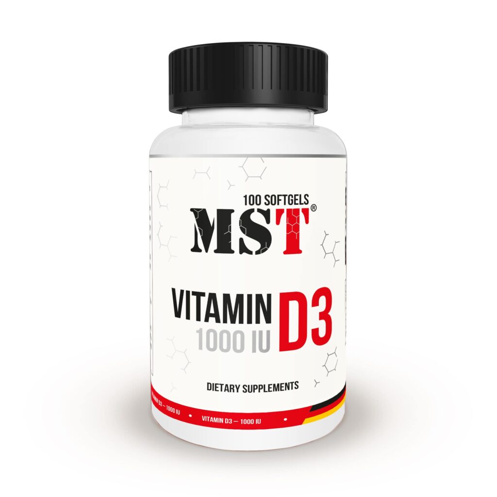Витамины и минералы MST Vitamin D3 1000 IU, 100 капсул,  мл, MST Nutrition. Витамины и минералы. Поддержание здоровья Укрепление иммунитета 