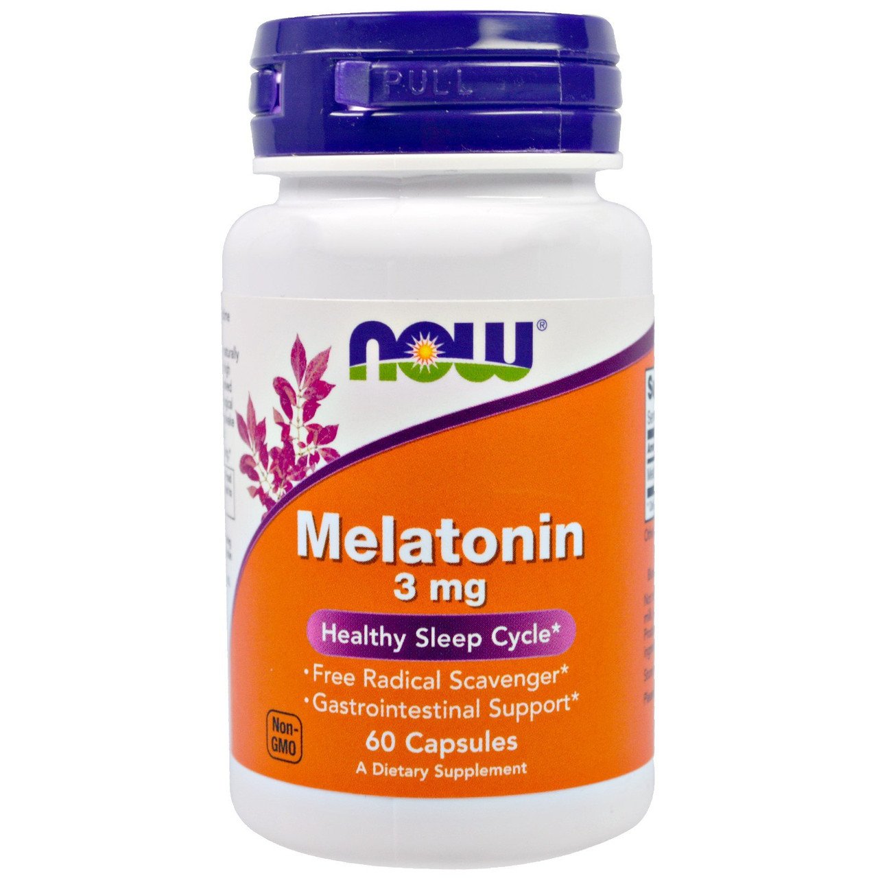 Melatonin 3 mg NOW Foods 60 Caps,  мл, Now. Мелатонин. Улучшение сна Восстановление Укрепление иммунитета Поддержание здоровья 