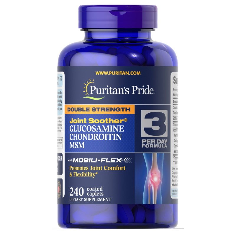 Для суставов и связок Puritan's Pride Double Strength Chondroitin Glucosamine MSM, 240 каплет,  ml, Puritan's Pride. For joints and ligaments. General Health Ligament and Joint strengthening 