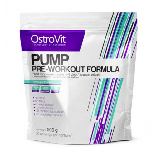 PUMP Pre-Workout Formula, 500 г, OstroVit. Предтренировочный комплекс. Энергия и выносливость 