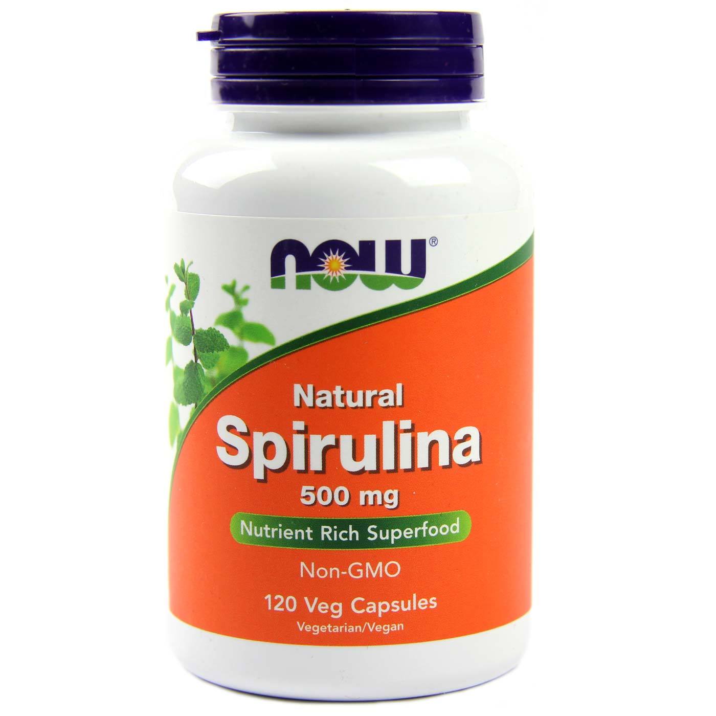 Spirulina 500 mg, 120 шт, Now. Спирулина. Поддержание здоровья 