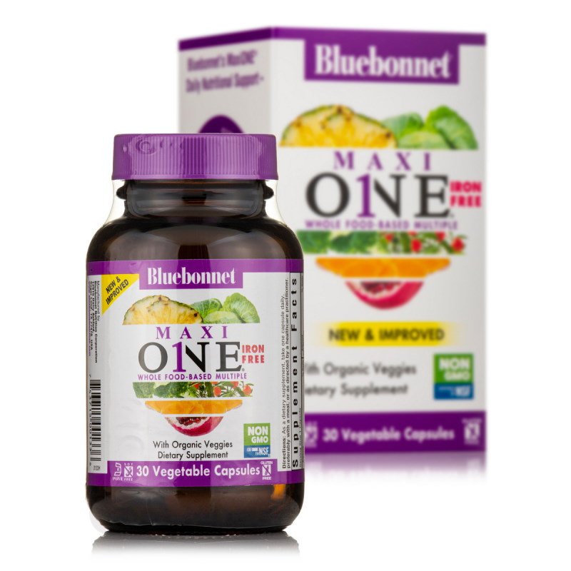 Витамины и минералы Bluebonnet Maxi ONE Iron free, 30 вегакапсул,  мл, Bluebonnet Nutrition. Витамины и минералы. Поддержание здоровья Укрепление иммунитета 