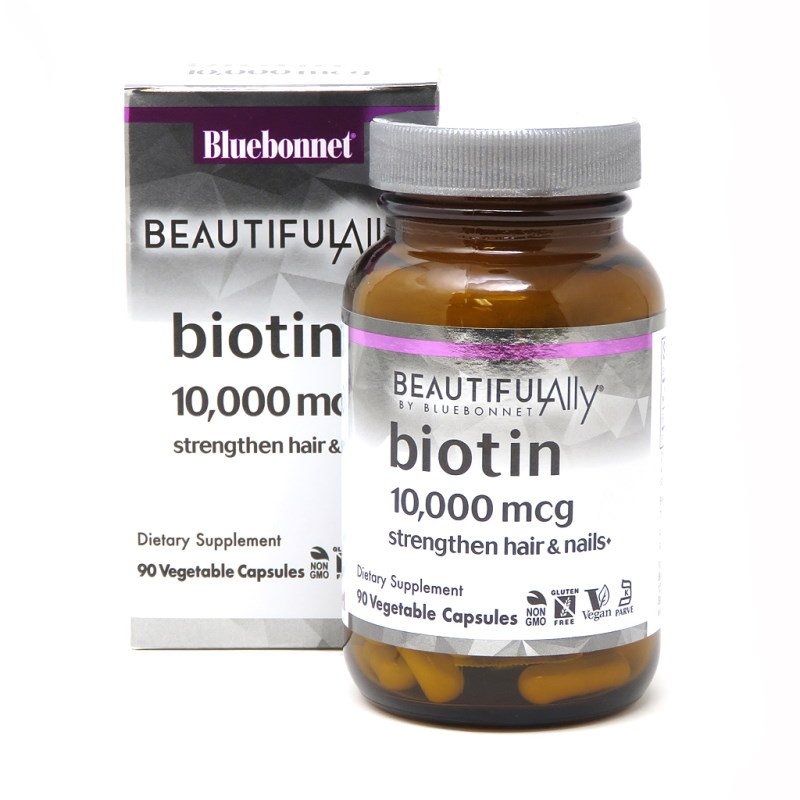 Bluebonnet Nutrition Витамины и минералы Bluebonnet Biotin 10000 mcg, 90 вегакапсул - Beautiful Ally, , 