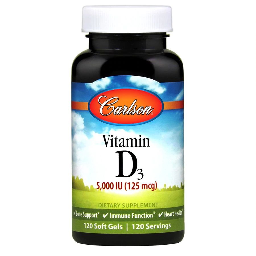 Витамины и минералы Carlson Labs Vitamin D3 5000 IU, 120 капсул,  ml, California Gold Nutrition. Vitamins and minerals. General Health Immunity enhancement 