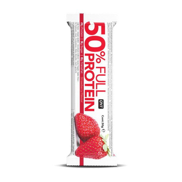 Протеиновый батончик QNT 50% full protein bar (50 г) strawberry,  мл, QNT. Батончик. 