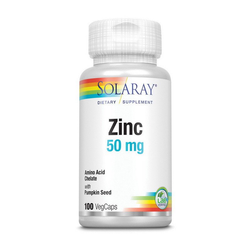 Цинк Solaray Zinc 50 mg 100 капсул,  мл, Solaray. Цинк Zn, Цинк. Поддержание здоровья 