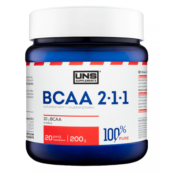 БЦАА UNS 100% BCAA 2:1:1 (200 г) юнс без вкуса,  мл, UNS. BCAA. Снижение веса Восстановление Антикатаболические свойства Сухая мышечная масса 