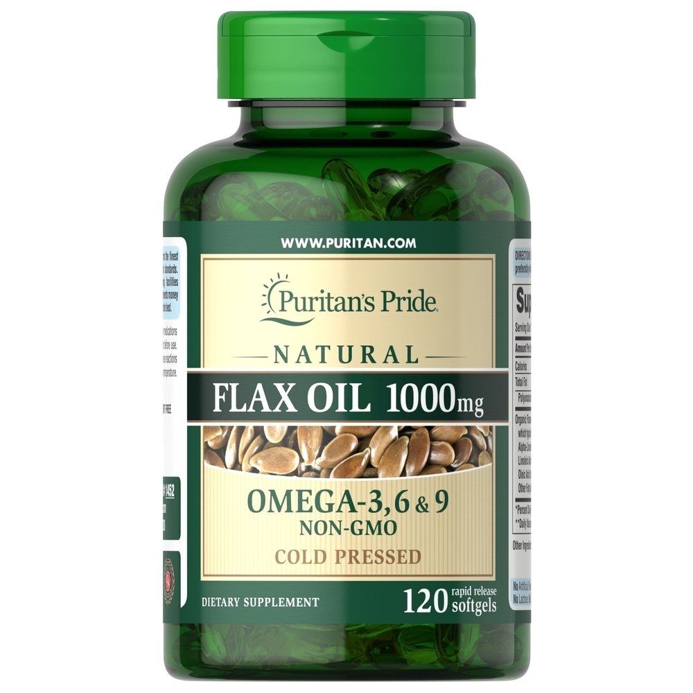 Жирные кислоты Puritan's Pride Natural Flax Oil 1000 mg, 120 капсул,  мл, Puritan's Pride. Жирные кислоты (Omega). Поддержание здоровья 