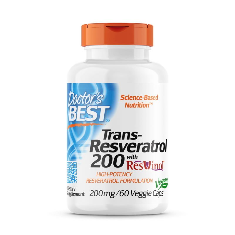 Натуральная добавка Doctor's Best Trans-Resveratrol with Resvinol 200 mg, 60 вегакапсул,  мл, Doctor's BEST. Hатуральные продукты. Поддержание здоровья 