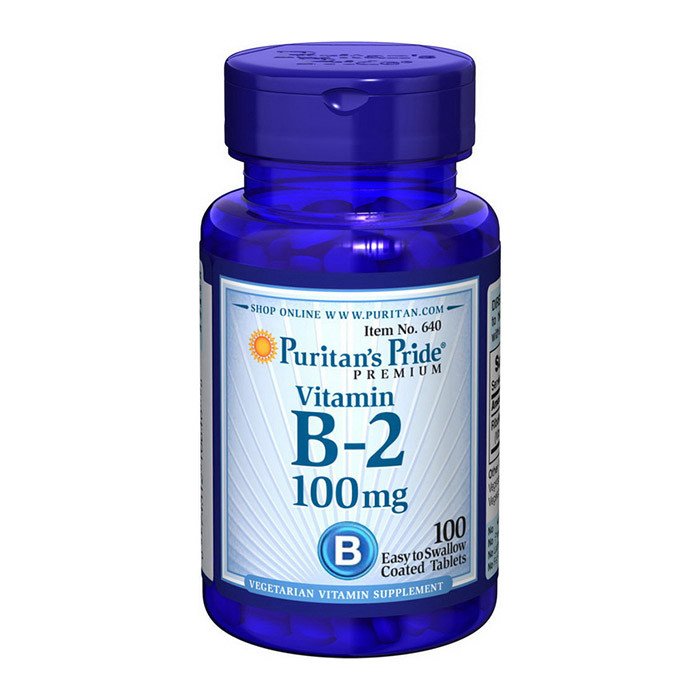 Puritan's Pride Витамин Б2 Puritan's Pride Vitamin B-2 100 mg (100 таб) рибофлавин пуританс прайд, , 100 