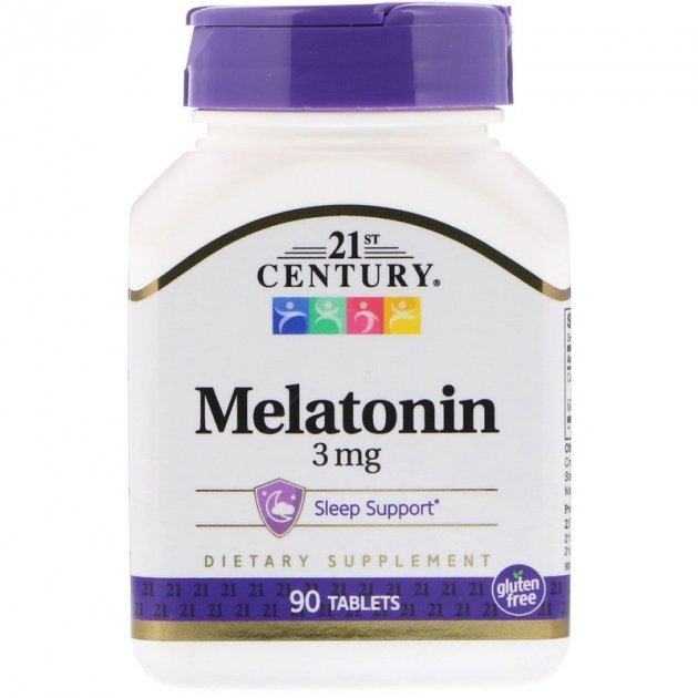 Натуральная добавка 21st Century Melatonin 3 mg, 90 таблеток,  мл, 21st Century. Hатуральные продукты. Поддержание здоровья 