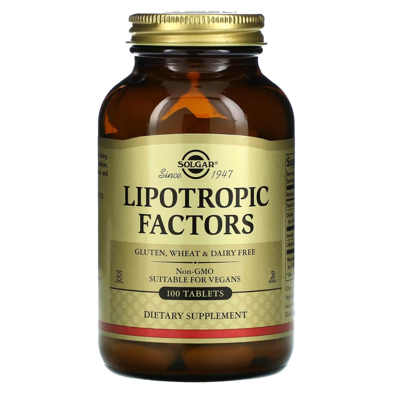 Lipotropic Factors Solgar 100 tabs,  мл, Solgar. Спец препараты. 