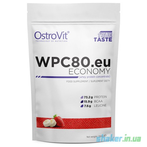 Сывороточный протеин концентрат OstroVit Economy WPC 80 (700 г) островит вей strawberry shake,  мл, OstroVit. Сывороточный концентрат. Набор массы Восстановление Антикатаболические свойства 