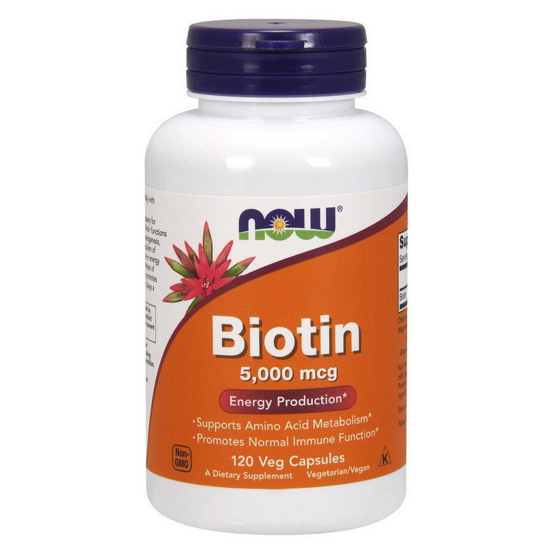 Now Биотин Now Foods Biotin 5,000 mcg (120 капс) витамин б7 нау фудс, , 120 