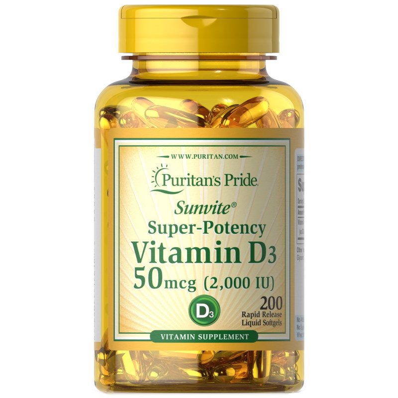 Витамины и минералы Puritan's Pride Vitamin D3 2000 IU, 200 капсул,  ml, Puritan's Pride. Vitamins and minerals. General Health Immunity enhancement 