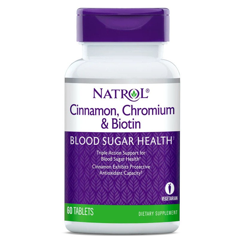 Натуральная добавка Natrol Cinnamon Chromium &amp; Biotin, 60 таблеток,  мл, Natrol. Hатуральные продукты. Поддержание здоровья 