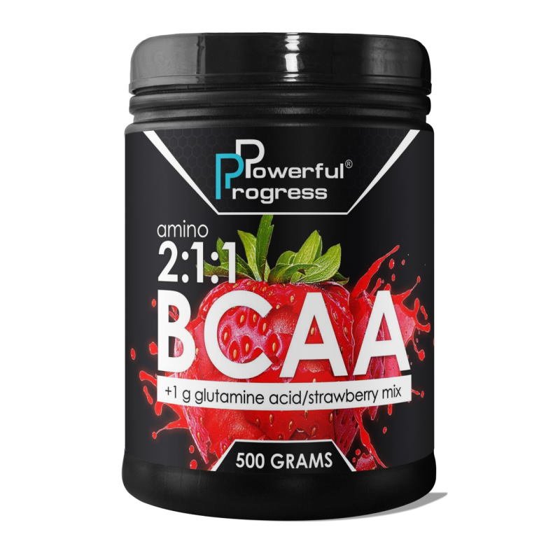 BCAA Powerful Progress BCAA 2:1:1, 500 грамм Клубника,  мл, Powerful Progress. BCAA. Снижение веса Восстановление Антикатаболические свойства Сухая мышечная масса 