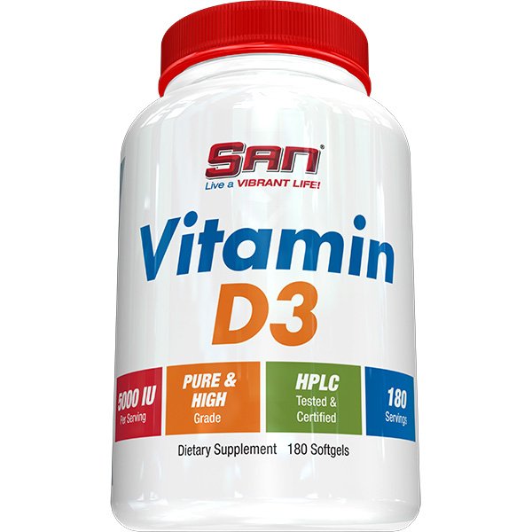 Витамины и минералы SAN Vitamin D3 5000 IU, 180 капсул,  ml, San. Vitamins and minerals. General Health Immunity enhancement 