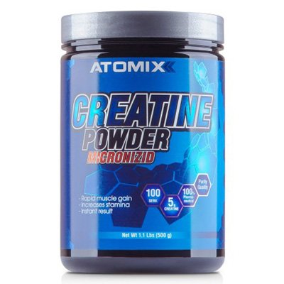 Creatine Powder Micronizid, 500 г, Atomixx. Креатин моногидрат. Набор массы Энергия и выносливость Увеличение силы 