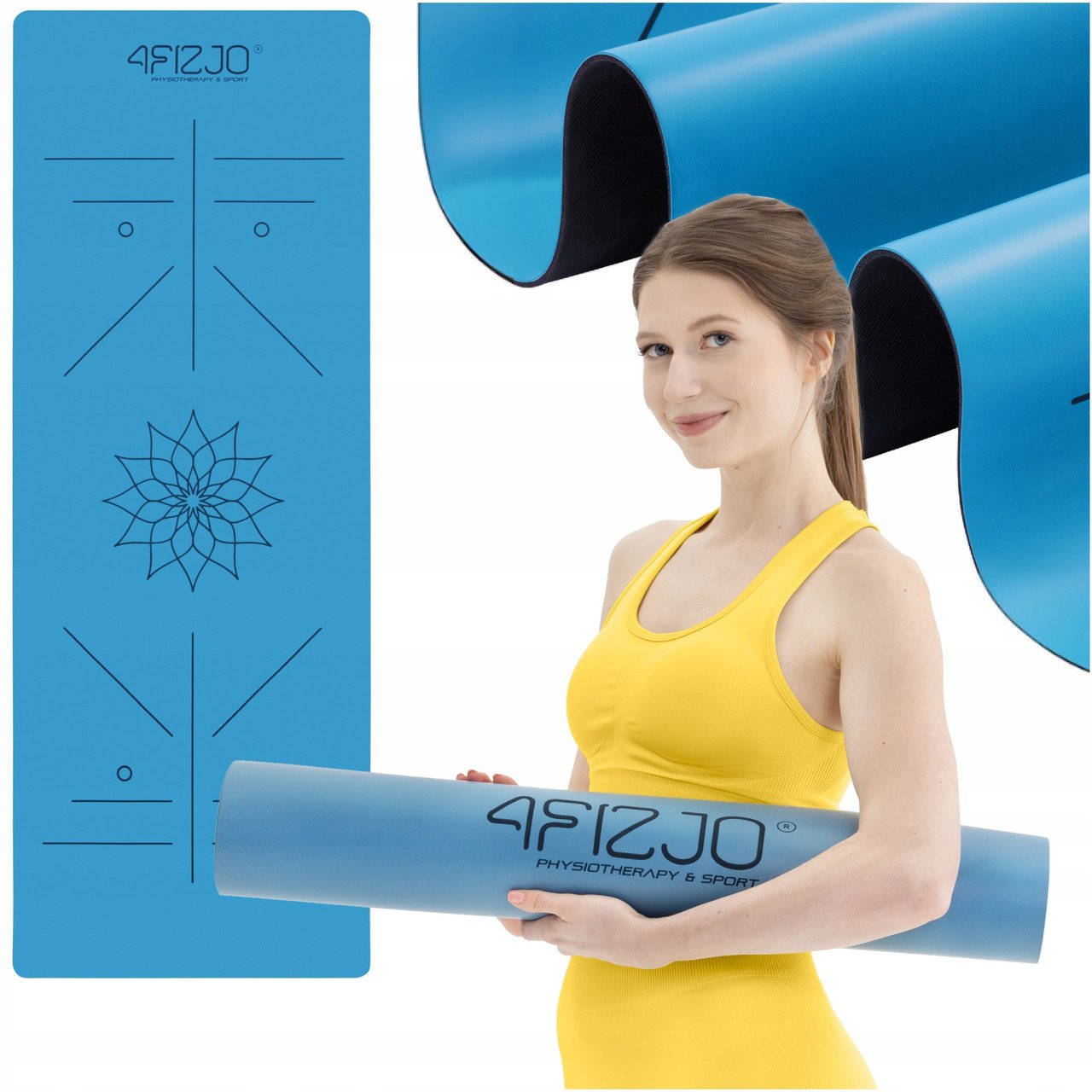4FIZJO Килимок (мат) спортивний 4FIZJO PU 183 x 68 x 0.4 см для йоги та фітнесу 4FJ0588 Blue, , 
