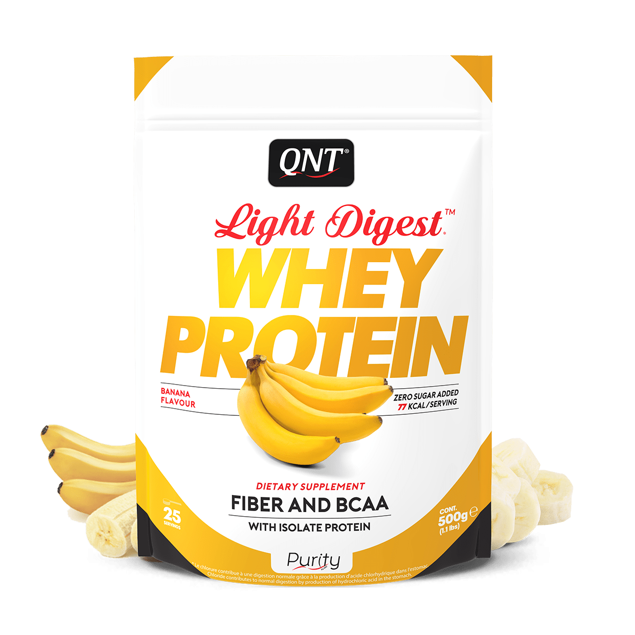 Сывороточный протеин концентрат QNT Light Digest Whey protein 500 грамм Банан,  мл, QNT. L-карнитин. Снижение веса Поддержание здоровья Детоксикация Стрессоустойчивость Снижение холестерина Антиоксидантные свойства 