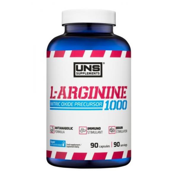 Л-Аргинин UNS L-Arginine 1000 (90 капс),  мл, UNS. Аргинин. Восстановление Укрепление иммунитета Пампинг мышц Антиоксидантные свойства Снижение холестерина Донатор оксида азота 