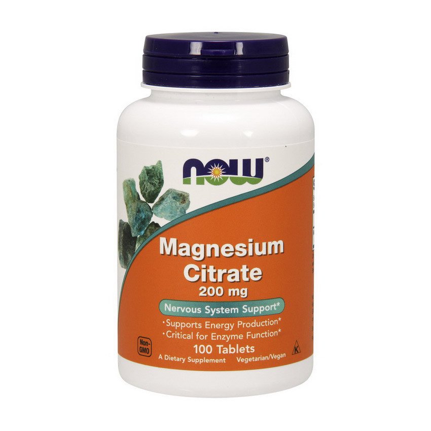 Магний цитрат Now Foods Magnesium Citrate 200 mg (100 таб) нау фудс,  мл, Now. Магний Mg. Поддержание здоровья Снижение холестерина Предотвращение утомляемости 