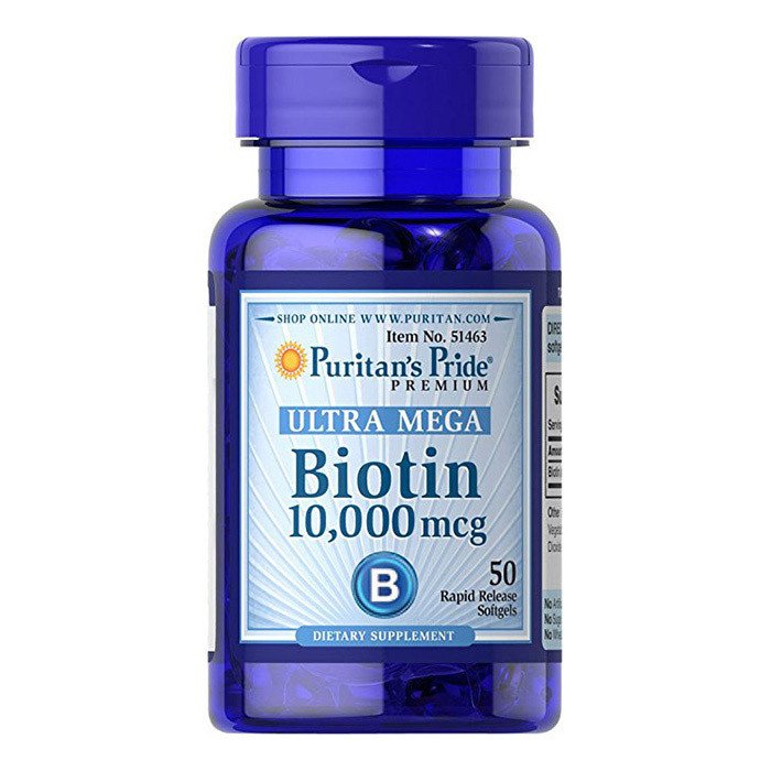 Биотин Puritan's Pride Biotin 10,000 mcg (50 капс) витамин б7 b7 пуританс прайд,  ml, Puritan's Pride. Vitamin B. General Health 
