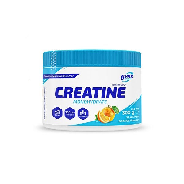 Креатин 6PAK Nutrition Creatine Monohydrate, 300 грамм Апельсин,  мл, 6PAK Nutrition. Креатин. Набор массы Энергия и выносливость Увеличение силы 