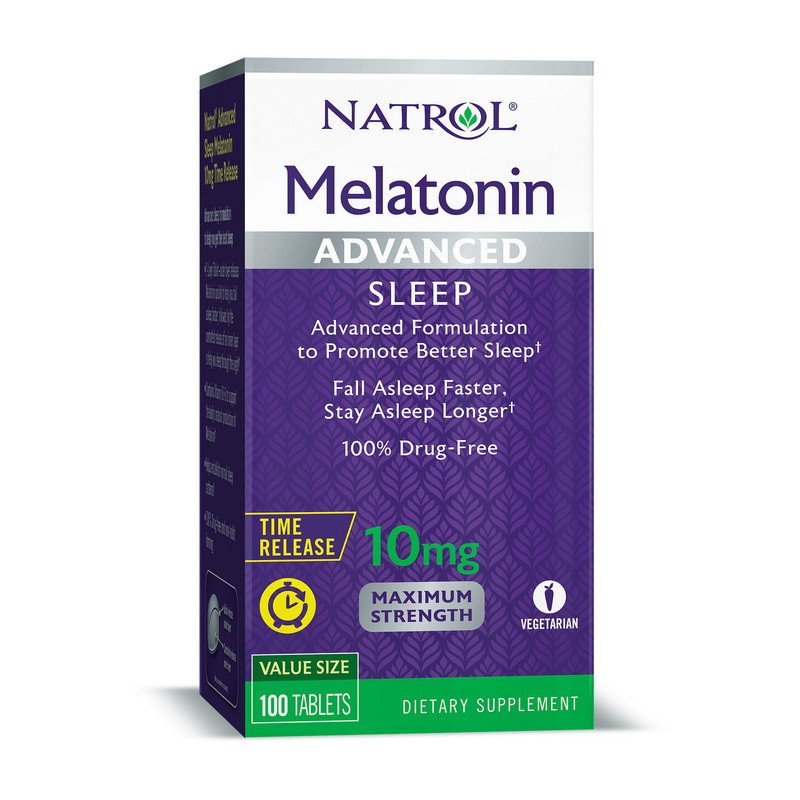 Мелатонин Natrol Melatonin 10 mg Time Release 100 таблеток,  мл, Natrol. Мелатонин. Улучшение сна Восстановление Укрепление иммунитета Поддержание здоровья 