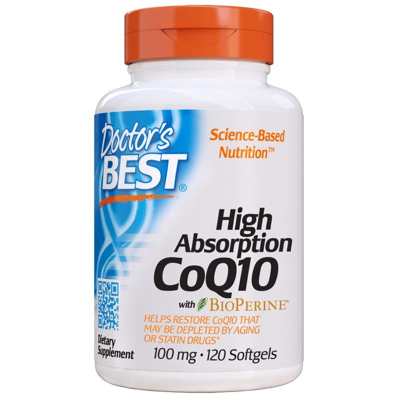 Витамины и минералы Doctor's Best CoQ10 BioPerine 100 mg, 120 вегакапсул,  мл, Doctor's BEST. Коэнзим-Q10. Поддержание здоровья Антиоксидантные свойства Профилактика ССЗ Толерантность к физ. нагрузкам 