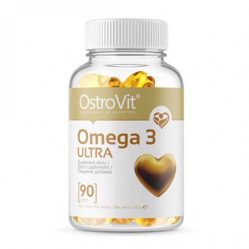 Omega 3 Ultra OstroVit 90 caps,  ml, OstroVit. Omega 3 (Fish Oil). General Health Ligament and Joint strengthening Skin health CVD Prevention Anti-inflammatory properties 
