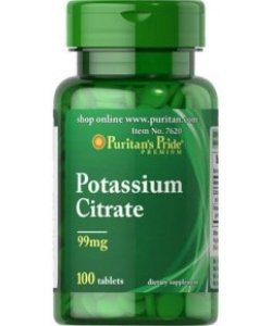 Potassium Citrate 99 mg, 100 pcs, Puritan's Pride. Potassium K. General Health Immunity enhancement 