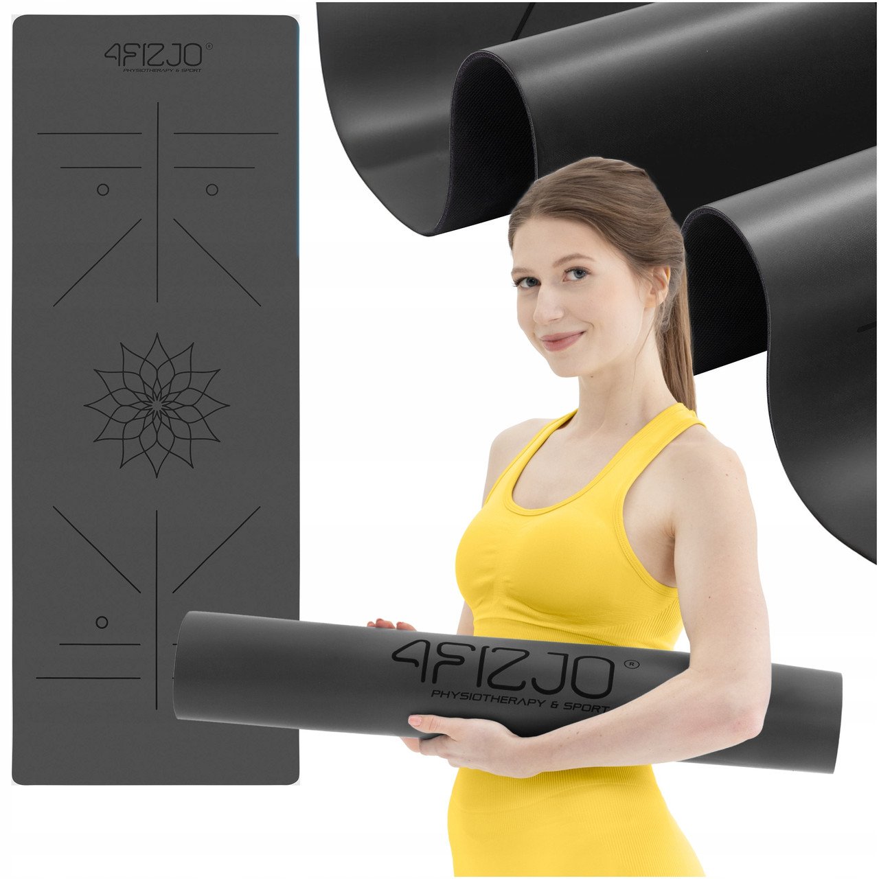 Килимок (мат) спортивний 4FIZJO PU 183 x 68 x 0.4 см для йоги та фітнесу 4FJ0587 Black,  ml, 4FIZJO. Fitness Products. 